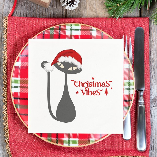 Modern Stylish Christmas Cat Napkin (Creator Uploaded)