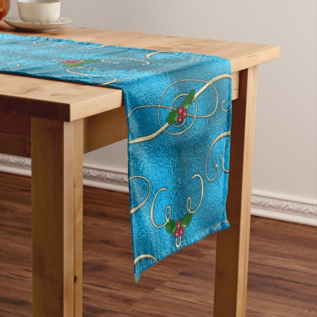 Modern & Stylish Christmas Swirls Short Table Runner (In Situ)