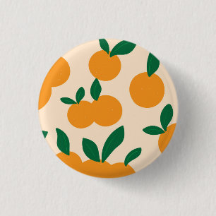 Modern Stylish Citrus Fruit Oranges Pattern 1 Inch Round Button