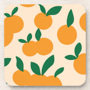 Modern Stylish Citrus Fruit Oranges Pattern Coaster