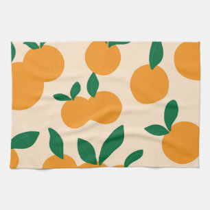 Modern Stylish Citrus Fruit Oranges Pattern Kitchen Towel