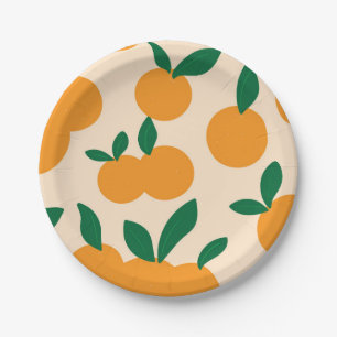 Modern Stylish Citrus Fruit Oranges Pattern Paper Plate