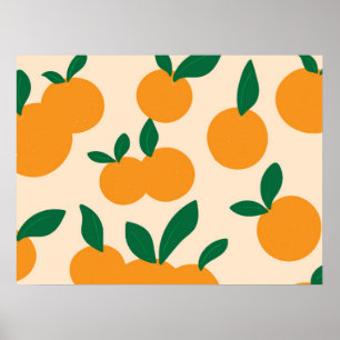 Modern Stylish Citrus Fruit Oranges Pattern Poster