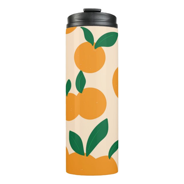 Modern Stylish Citrus Fruit Oranges Pattern Thermal Tumbler (Front)