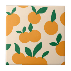 Modern Stylish Citrus Fruit Oranges Pattern Tile