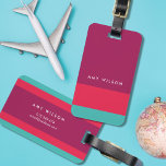 Modern Stylish Colour Block Turquoise Pink Purple Luggage Tag<br><div class="desc">Stylish personalized colour block luggage tag in turquoise, pink and purple. Personalize this tag by replacing placeholder text with your information and for more options such as to change the font and it's size click the "Customize it" button. *Please note that the Zazzle Watermark that appears in the zoom preview...</div>