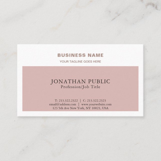 Modern Stylish Colours Professional Chic Plain Business Card (Front)