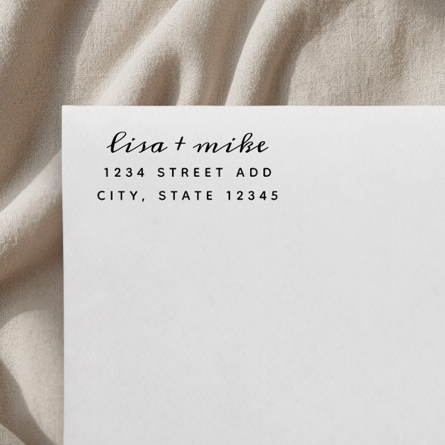 Modern Stylish Couple Names Wedding Address Self-inking Stamp (Creator Uploaded)