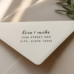 Modern Stylish Couple Names Wedding Address Self-inking Stamp