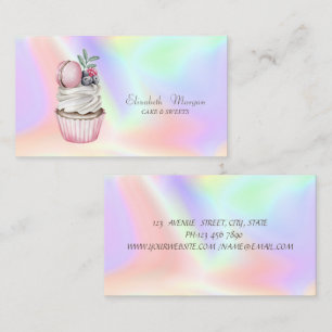 Modern Stylish Cupcake,Macaron Holographic Business Card