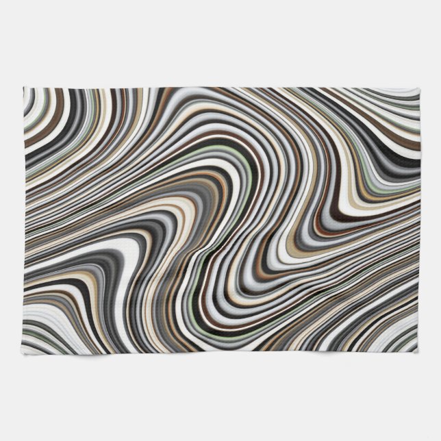 Modern Stylish Curvy Abstract Pattern Kitchen Towel (Horizontal)