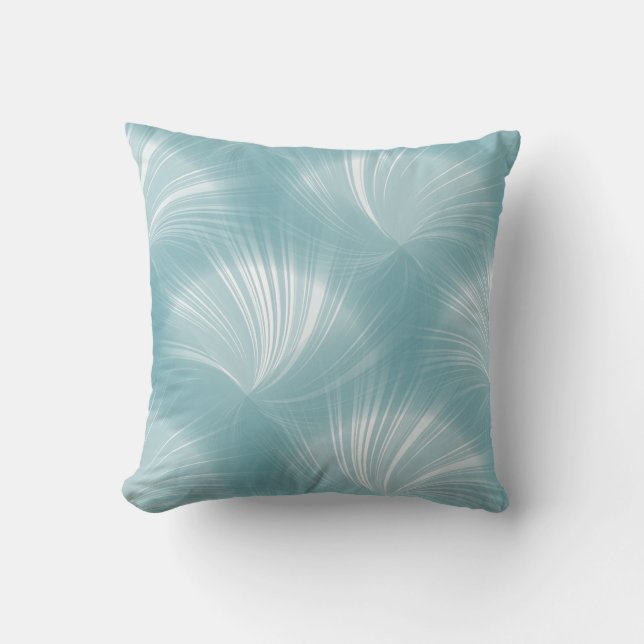 Modern Stylish Cyan Blue Elegant Pattern Throw Pillow (Front)