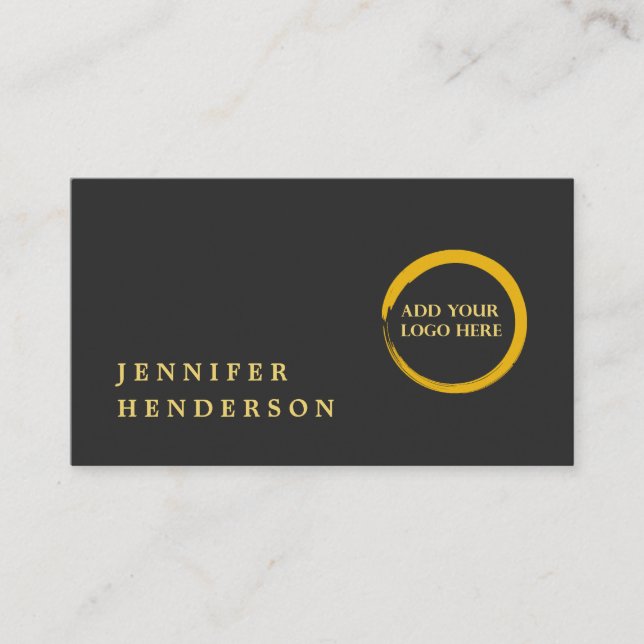 Modern stylish dark grey gold logo professional business card (Front)