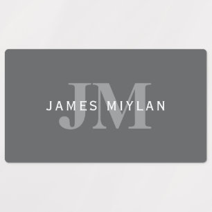 Modern Stylish Dark Grey Monogram & Name