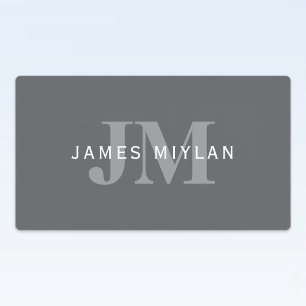 Modern Stylish Dark Grey Monogram & Name