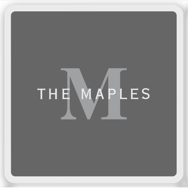 Modern Stylish Dark Grey Monogram & Name (Front)