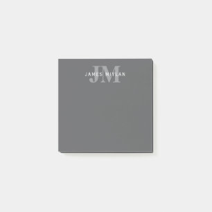 Modern Stylish Dark Grey Monogram & Name Post-it Notes