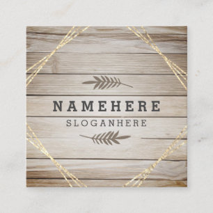 Modern Stylish Dark Wood Square Business Card