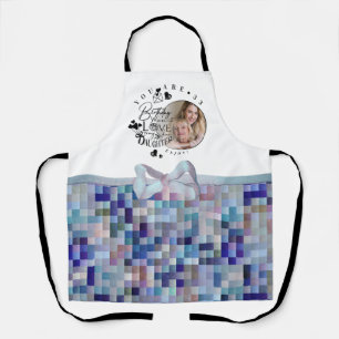 Modern Stylish Daughter Birthday Typography Photo Apron