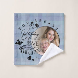 Modern Stylish Daughter Birthday Typography Photo Wash Cloth