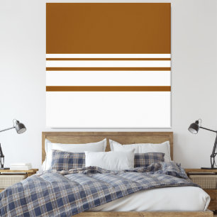 Modern Stylish Earthy Brown White Gradient Stripes Canvas Print