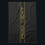 Modern Stylish Editable Gold Text & Line Stripes Kitchen Towel<br><div class="desc">Editable modern design,  customize as you like!</div>