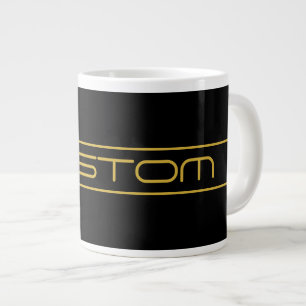 Modern Stylish Editable Gold Text & Line Stripes Large Coffee Mug