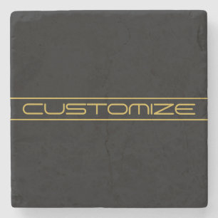 Modern Stylish Editable Gold Text & Line Stripes Stone Coaster