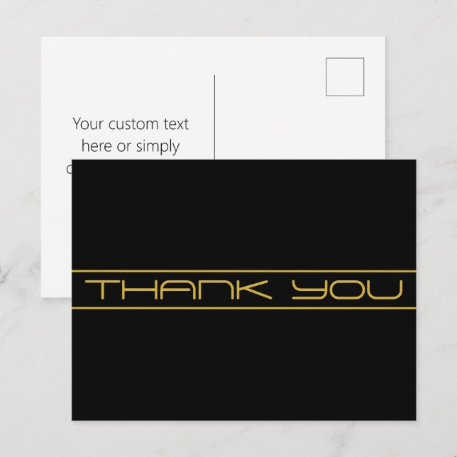 Modern Stylish Editable Gold Text & Stripes Postcard (Front/Back)