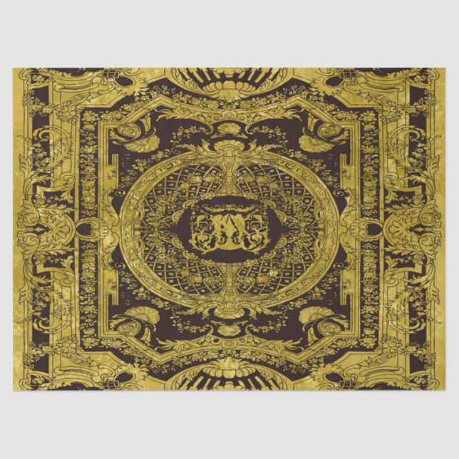 Modern Stylish Elegant Gold Baroque Ornaments Tissue Paper (Front)