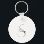 Modern Stylish Elegant Minimal Keychain<br><div class="desc">Black White Minimal Keychain. Customize with your logo or desired text</div>