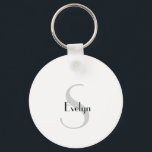 Modern Stylish Elegant Minimal Keychain<br><div class="desc">Black White Minimal Keychain. Customize with your logo or desired text</div>
