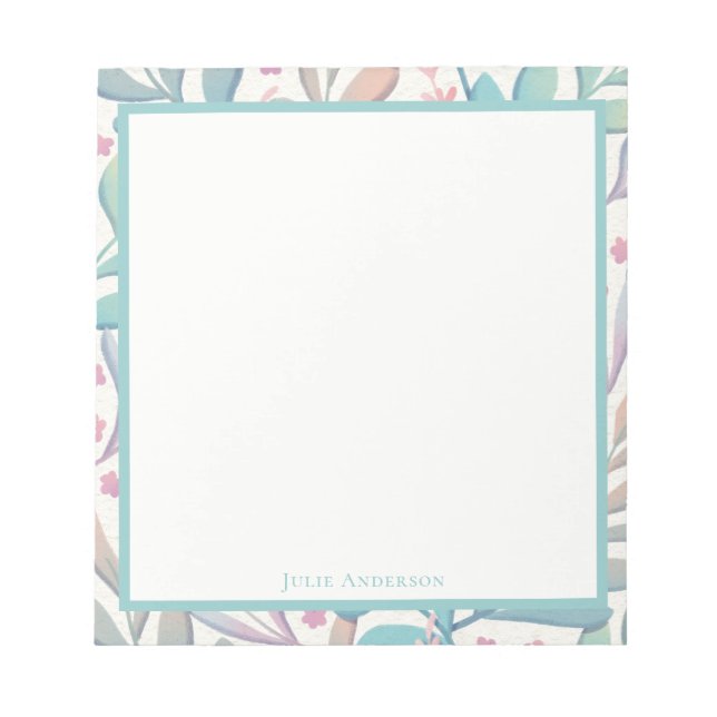 Modern Stylish Elegant Pastel Floral Notepad (Front)