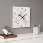 Modern stylish elegant white marble pattern square wall clock<br><div class="desc">Modern stylish,  elegant white marble pattern,  clock.</div>