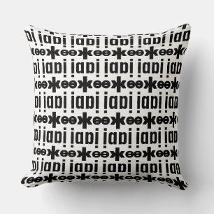 Modern Stylish Encrypted Name in Black and White Throw Pillow