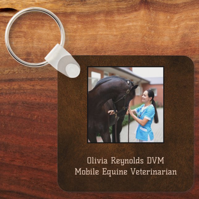 Modern Stylish Equine Veterinarian Promotional Keychain (Front)