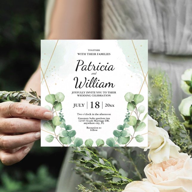 Modern Stylish Eucalyptus Greenery Wedding Party Invitation (Creator Uploaded)