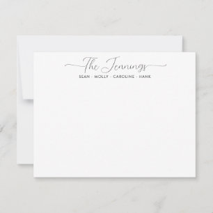 Modern Stylish Family Name Couple Black Script Card