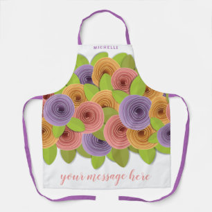 Modern Stylish Floral Script Personalized Apron