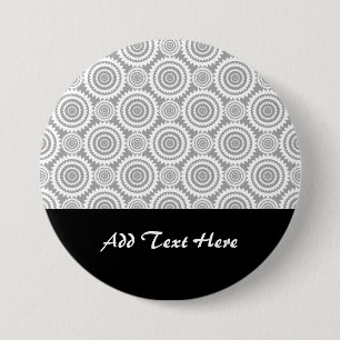 Modern Stylish Geometric Circles Grey and White 3 Inch Round Button