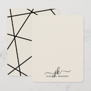 Modern Stylish Geometric Lines Elegant Monogram Card