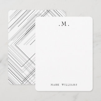 Modern Stylish Geometric Lines Monogram Stationery Card