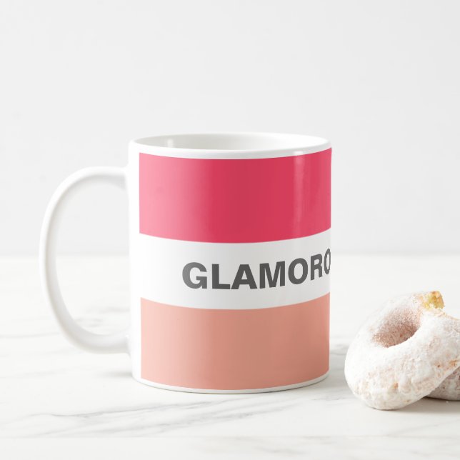 Modern Stylish Glamourous Granny Pink Coffee Mug (With Donut)