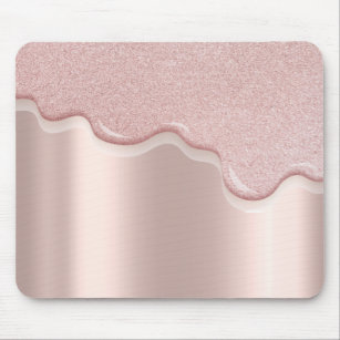 Modern Stylish Glitter Drips Rose Gold  Mouse Pad