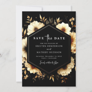 Modern Stylish Gold and Black Wedding Save The Date