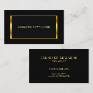 Modern stylish Gold frame black professional Business Card
