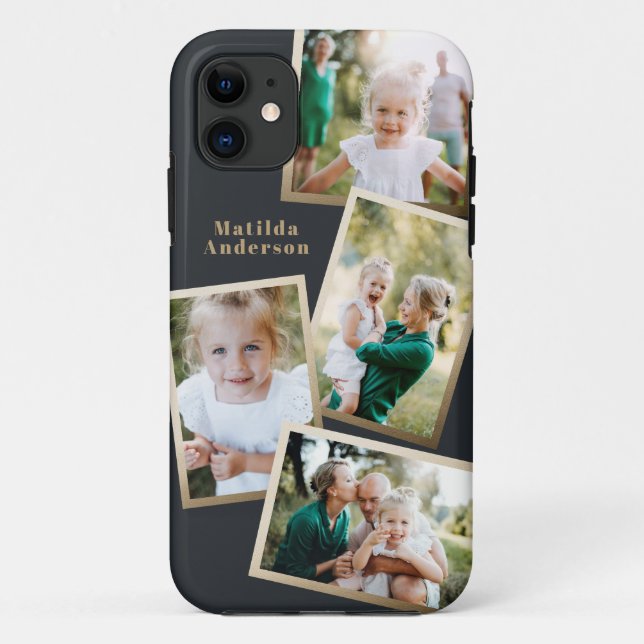 Modern stylish gold multi photo family electronic Case-Mate iPhone case (Back)