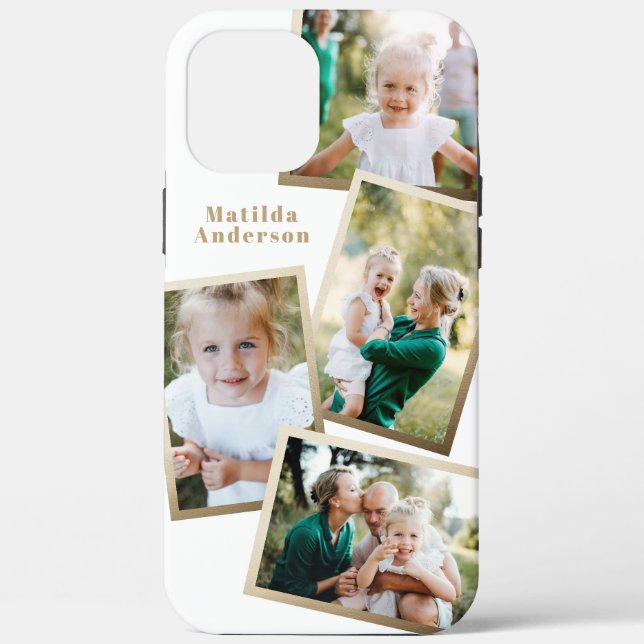 Modern stylish gold multi photo family electronic Case-Mate iPhone case (Back)
