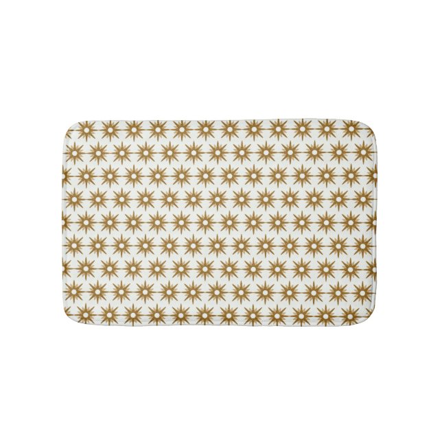 Modern Stylish Gold Starburst Striped Pattern Bath Mat (Front)
