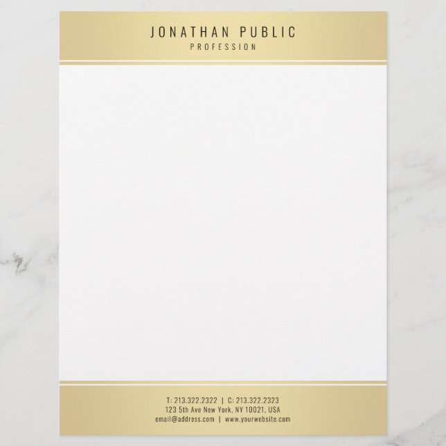 Modern Stylish Gold White Elegant Glamour Template Letterhead (Front)